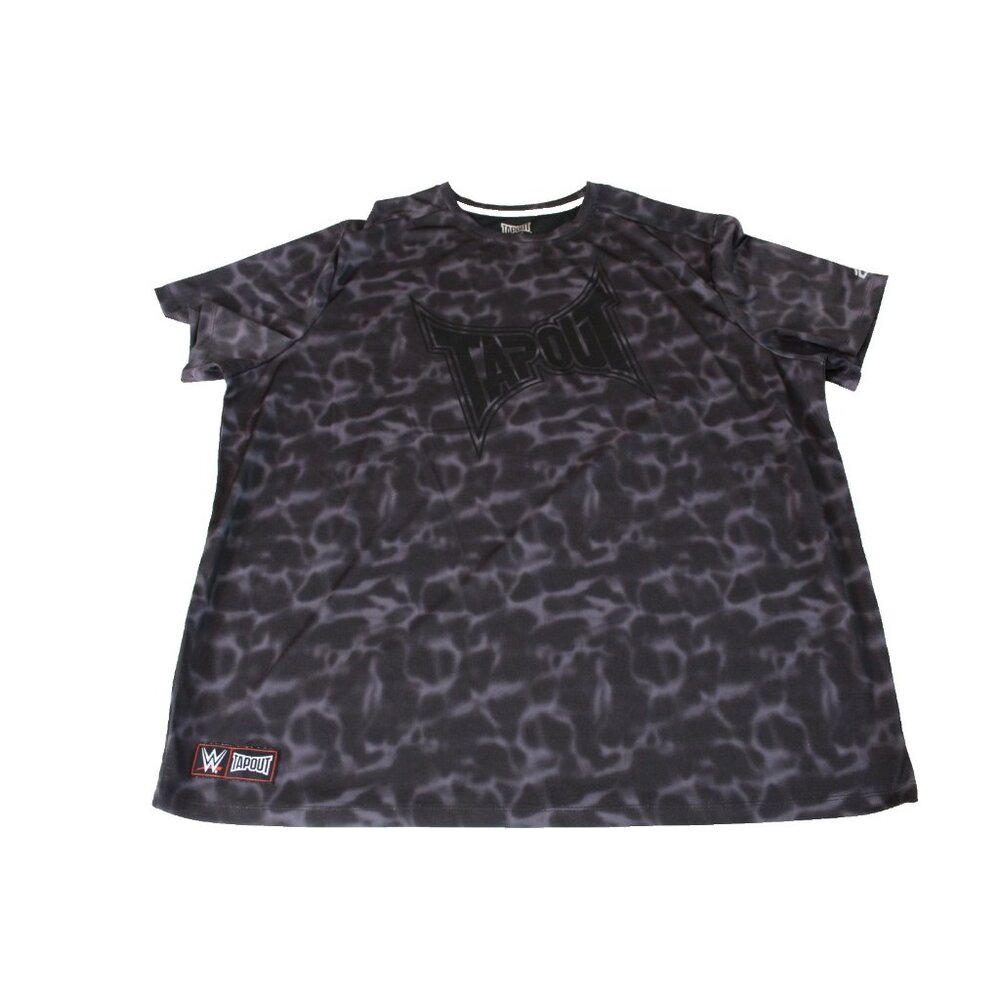 WWE Tapout Mens XXL Gray Black Liquid Camo‎ Performance T-Shirt Graphic Workout